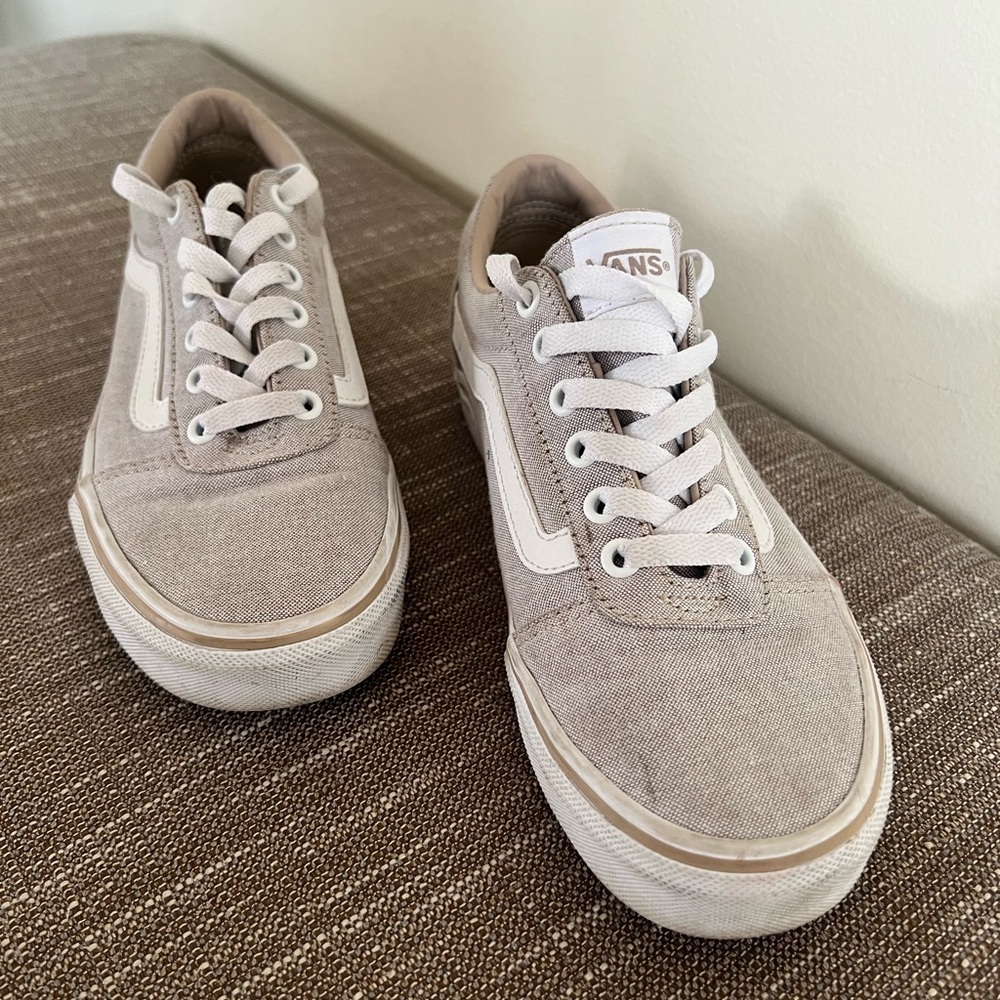 Vans Women’s Tan Old Skool Canvas Sneakers - Picture 2 of 9